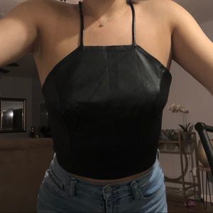 Faux leather crop top